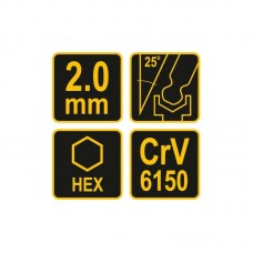 56620 VOREL Cheie hexagonala cu bila 2.0 mm si man..